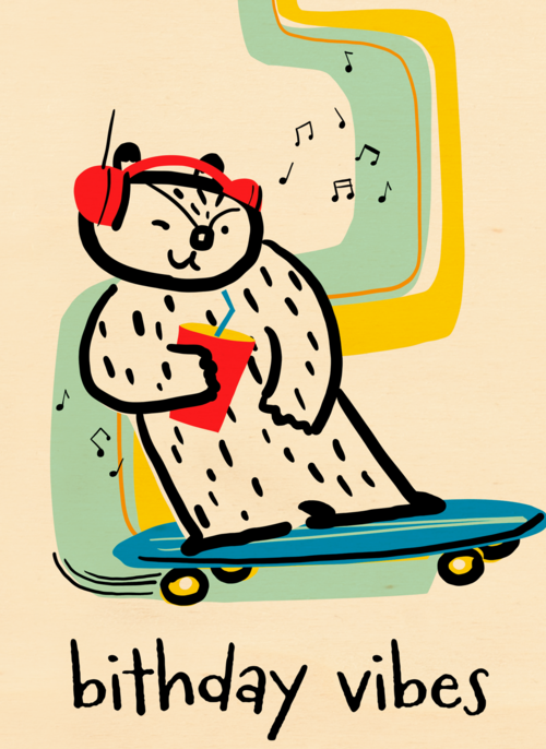 Verjaardagskaart skater birthday vibes
