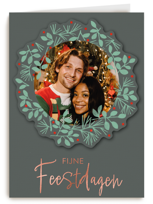 Fijne feestdagen kerstkrans fotokaart