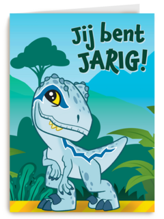 Blauwe dino verjaardagskaart