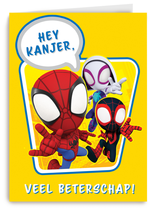 Spiderman beterschapskaart hey kanjer