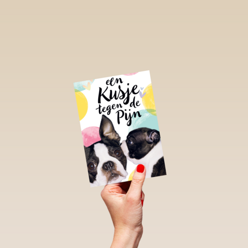 Beterschapskaart Hond Een kusje tegen de pijn
