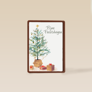 Kerstkaart klassiek kerstboom cadeautjes