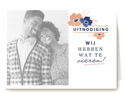 neutrale bloemen uitnodiging voor feest