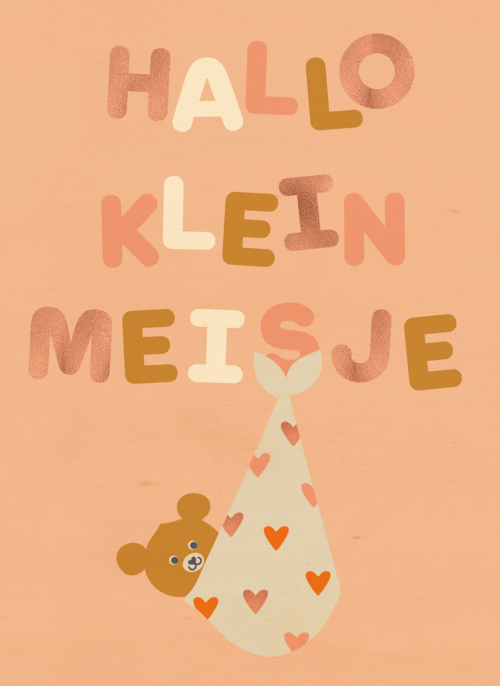 Hallo klein meisje Beertje in knapzak