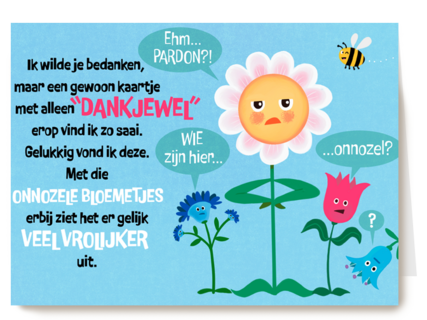 Bedankt kaart onnozele bloemetjes