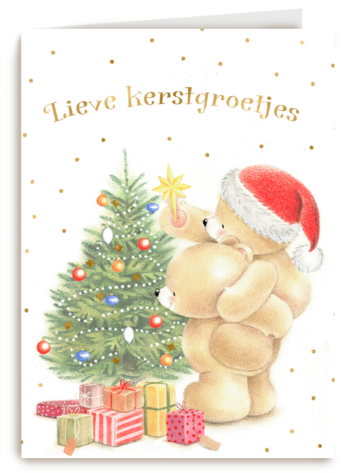 Kerstkaart foreverfriends kerstboom optuigen