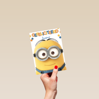 Despicable Me minion dave met bril Gefelicitieerd