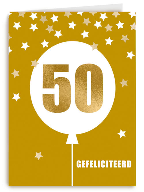 Verjaardagskaart leeftijden 50 ballon