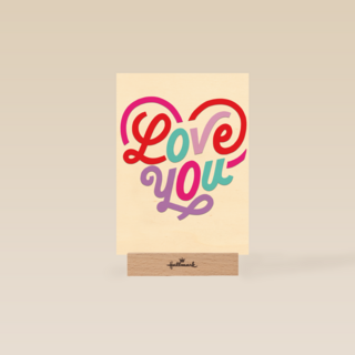 Valentijnskaart love you felle kleuren