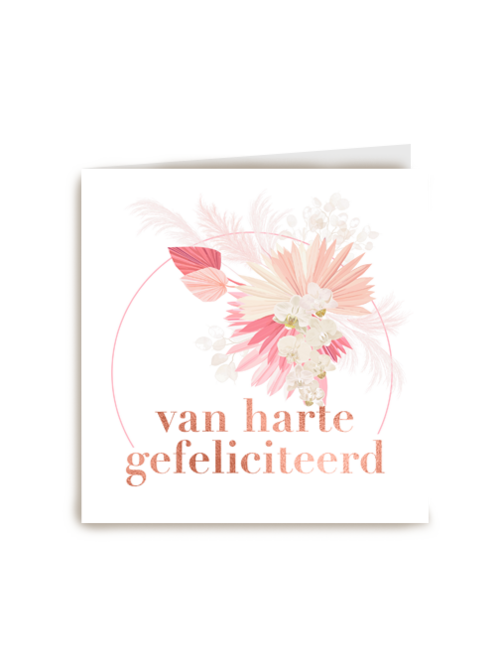 verjaardag kaart stijlvol bloemen van harte gefeliciteerd