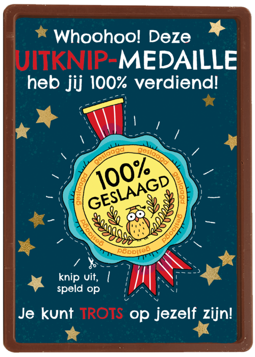geslaagd kaart uitknip medaille