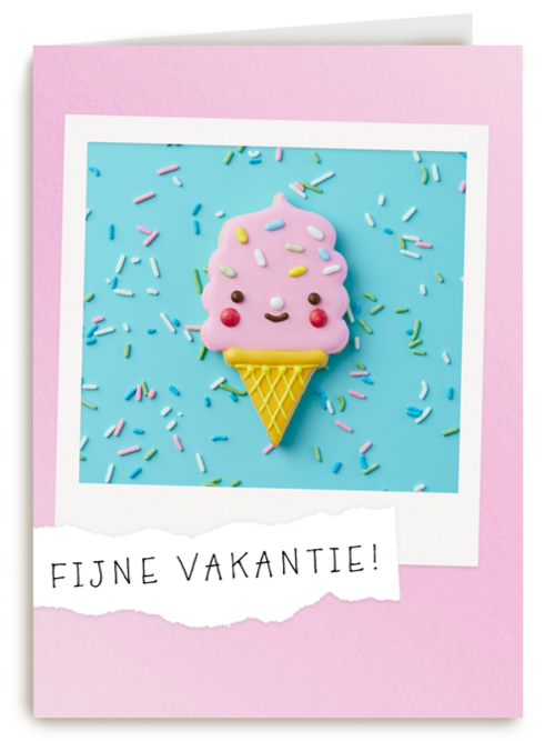 zomer kaart klassiek fijne vakantie met ijsje