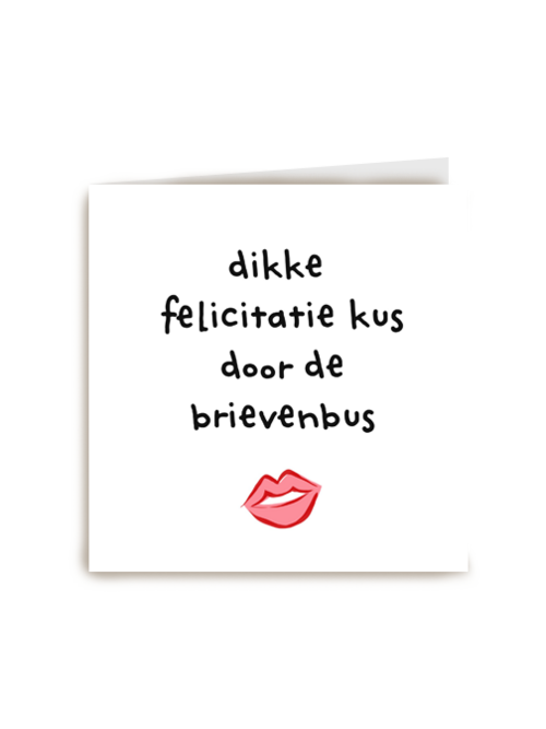 Felicitatie kaart man vrouw dikke felicitatiekus door de brievenbus