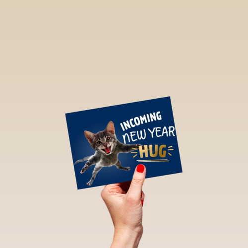 nieuwjaarskaart hip incoming new year hug