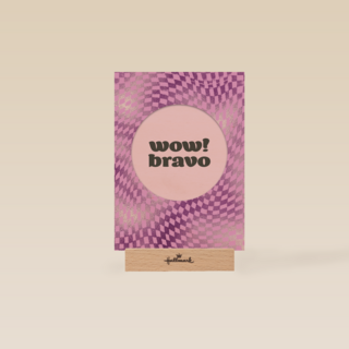 complimentkaart wow bravo met paarse ruitjes