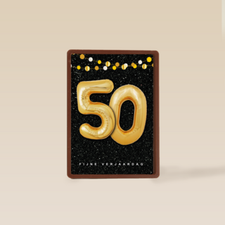 Verjaardagskaart leeftijden 50 ballonletters