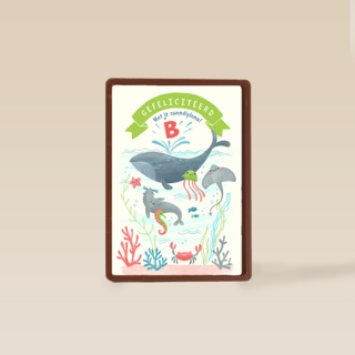 Zwemdiploma B kaart met walvis