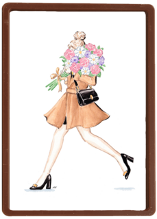 Blanco kaart van een jonge vrouw met bloemen