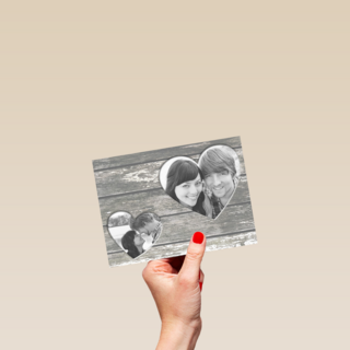 fotokaart hout met twee hartjes