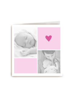 fotokaart baby roze hokjes