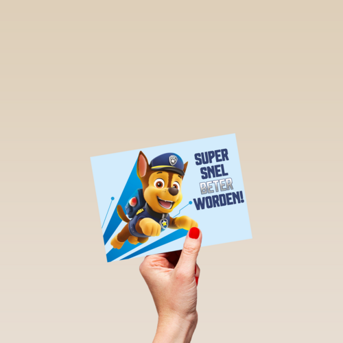 Paw Patrol beterschapskaart met Chase