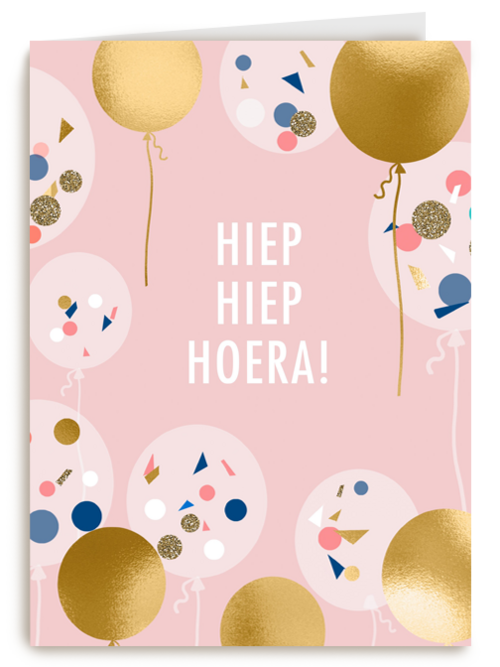 gefeliciteerd kaart vrouw hiep hiep hoera