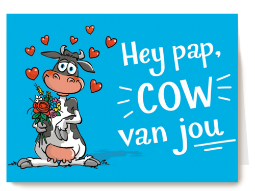 vaderdag kaart grappig hey pap cow van jou