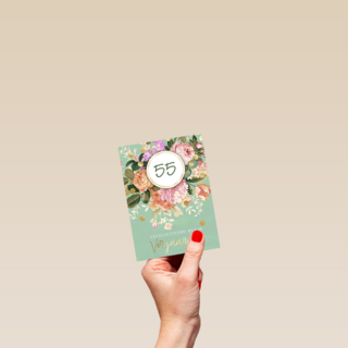 Verjaardagskaart bloemen met leeftijd