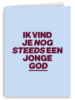 verjaardag kaart man nog steeds jonge god