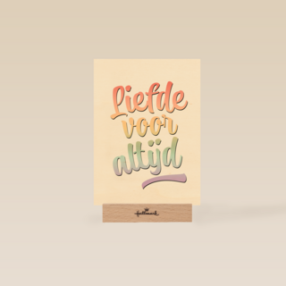 trouwkaart met liefde voor altijd in regenboog