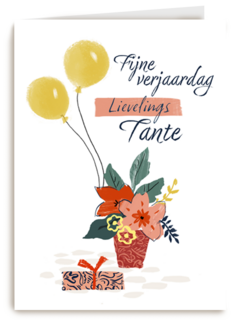een bloemetje met ballonnen voor een tante