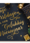Kerstkaart chique zwart goud