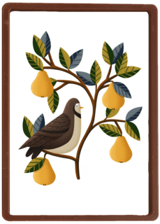 takken met vogel en fruit