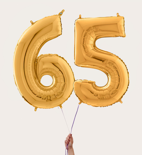 Cijferballon 65 Jaar Goud XL