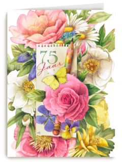 vijfenzeventig jaar met bloemen