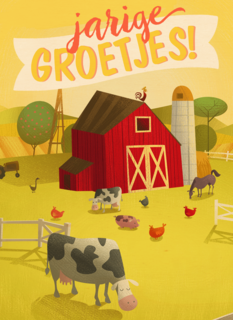 Verjaardagskaart boerderij met koe