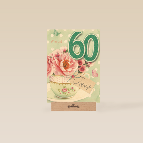 verjaardag leeftijden kopje bloemen 60