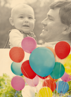 verjaardag fotokaart met heel veel ballonnen