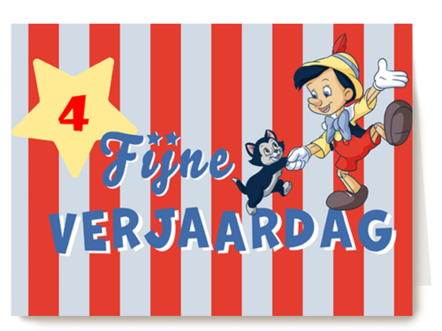 Pinocchio verjaardagskaart