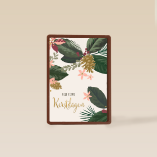 Kerstkaart fijne feestdagen kerstbloemen