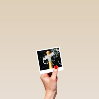 Gefeliciteerd kaart champagnekurk Polaroid