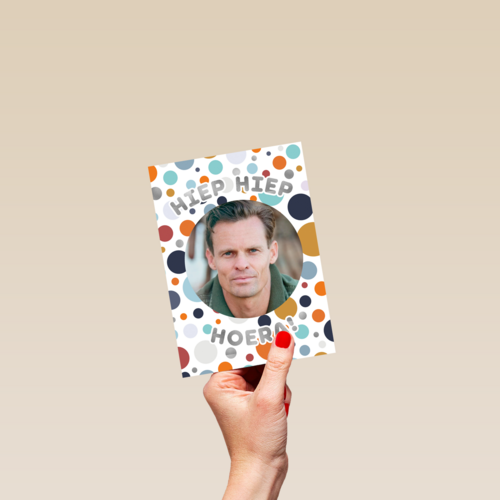 Hiep Hiep Hoera fotokaart man