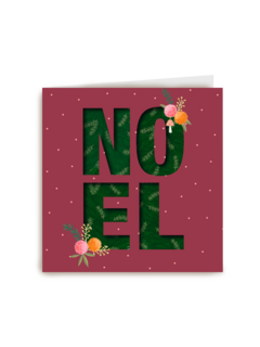 Kerstkaart noel roze oranje