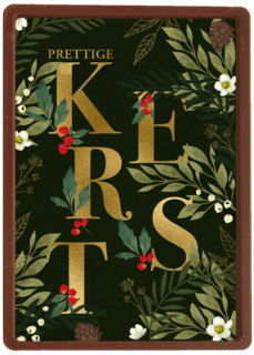 Kerstkaart klassiek gouden letters