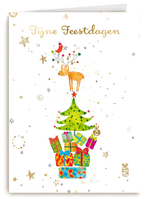 kerstkaart turnowsky rendier kerstboom