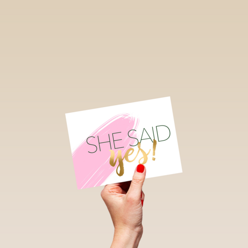 Verloofdkaart Engels She said yes