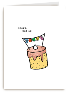 Verjaardagskaart Hoera Het Is Feest Taart