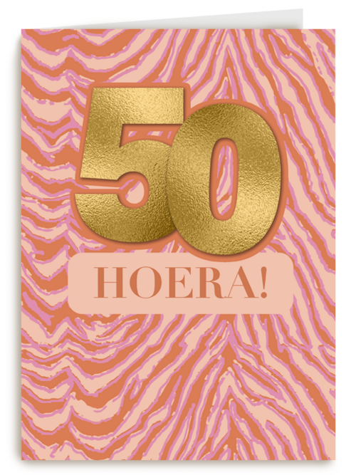 Verjaardagskaart 50 zebrapatroon