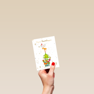 kerstkaart turnowsky rendier kerstboom