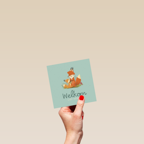 Geboorte felicitatie met vos Welkom lief ventje